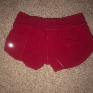 Red Lululemon Speed Up Shorts